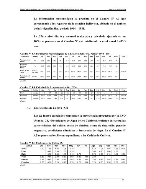 Mejoramiento del canal de la margen izquierda de la irrigaciÃ³n Sisa