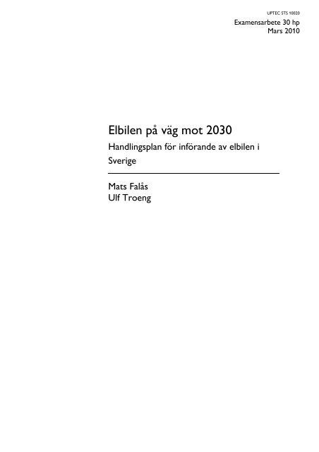 Elbilen pÃ¥ vÃ¤g mot 2030