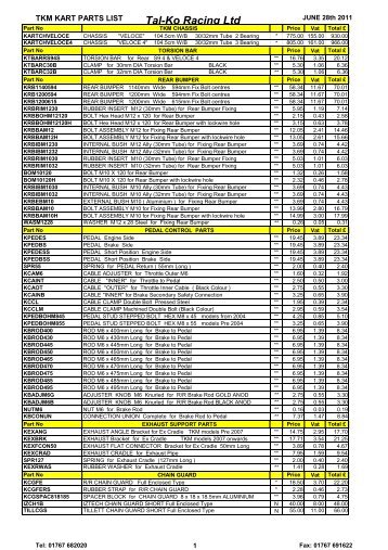 TKM KART PARTS 2011 - Tal-Ko