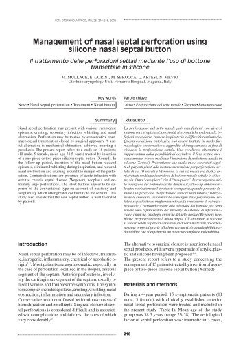 Management of nasal septal perforation using silicone nasal septal ...