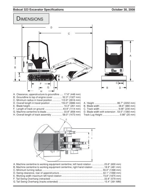 323 COMPACT EXCAVATOR SPECIFICATIONS - Anglian Plant Hire