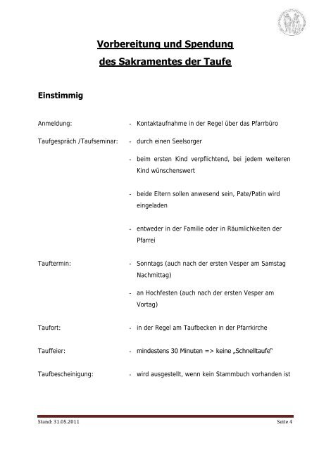 Pastorale Standards im Dekanat Moosburg - Sankt Kastulus Moosburg