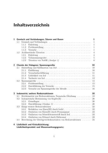 Inhaltsverzeichnis