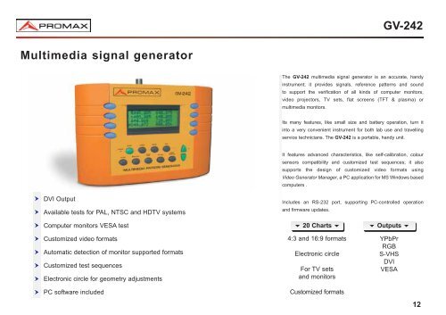 TV & MONITOR PATTERN GENERATORS - Protel