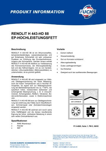 renolit h 443-hd 88 ep-hochleistungsfett - Korb Schmierstoffe