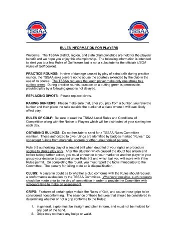 RULES INFORMATION FOR PLAYERS - tssaa