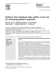 Pediatric Voice Handicap Index (pVHI): A new ... - Special Education