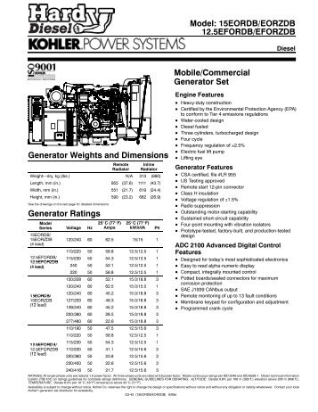 HDKOH-15 spec sheet - Hardy Diesels and Equipment, Inc.