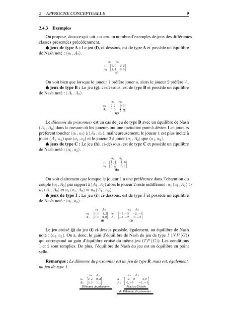 Approche Conceptuelle et Algorithmique des Equilibres de ... - Lameta