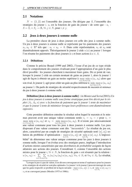 Approche Conceptuelle et Algorithmique des Equilibres de ... - Lameta