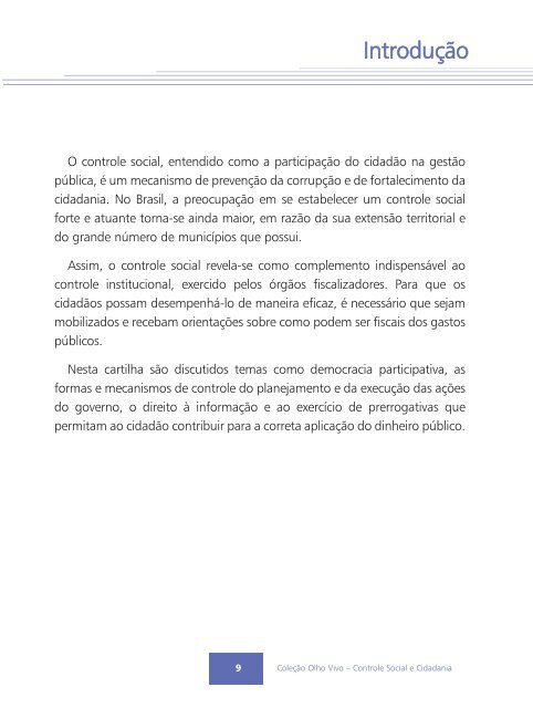 Cartilha Olho Vivo - Controle Social - Controladoria-Geral da UniÃ£o