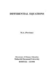 DIFFERENTIAL EQUATIONS - Maharshi Dayanand University, Rohtak