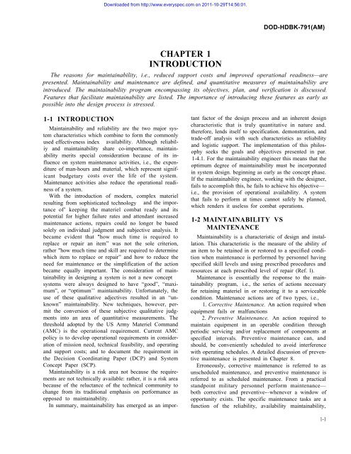 MAINTAINABILITY DESIGN TECHNIQUES METRIC - AcqNotes.com