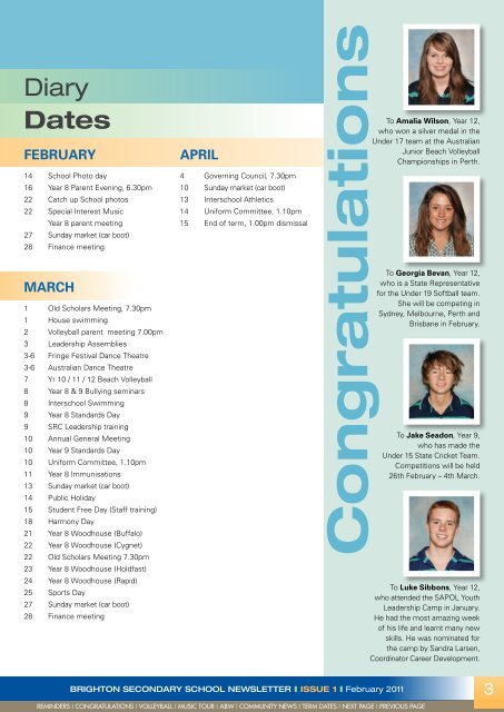 Newsletter February 2011 - Brighton Secondary School