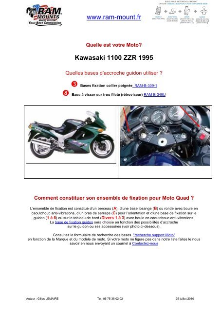 Kawasaki 1100 ZZR 1995 Fixation GPS - RAM Mount