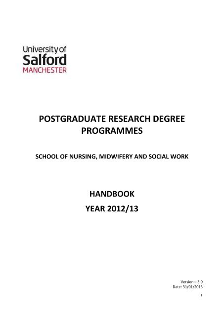 PGR handbook - University of Salford