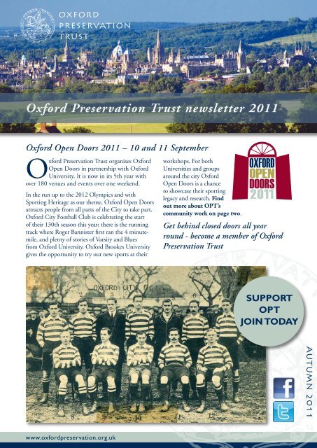 OPT Newsletter Autumn 2011 - Oxford Preservation Trust