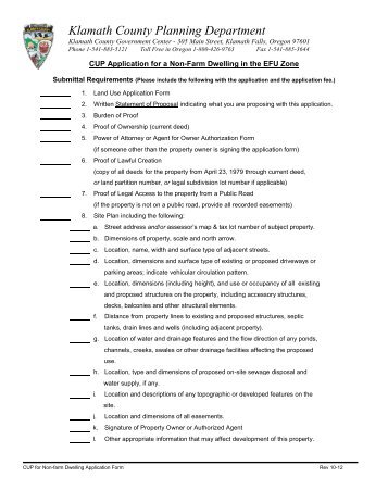 Conditional Use Permit Application - Klamath County