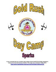 Sparks Gold Rush Day Camp - Girl Guides of Canada