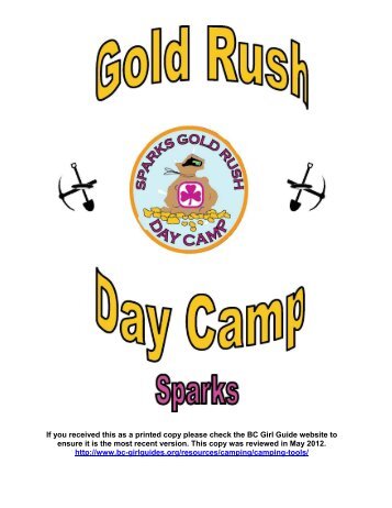 Sparks Gold Rush Day Camp - Girl Guides of Canada