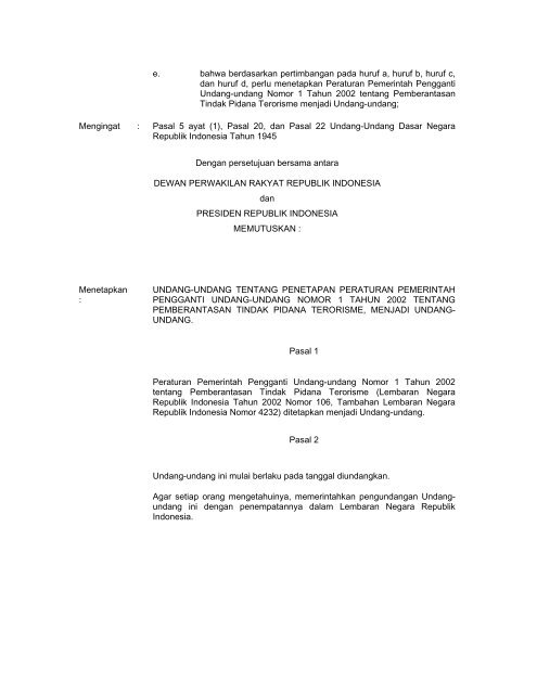 undang-undang republik indonesia nomor 15 tahun 2003 - KontraS