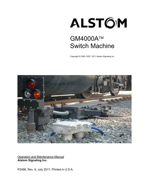 GM4000Aâ¢ Switch Machine - Alstom