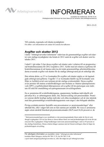 Avgifter och skatter 2012 (PDF-dokument, 121 kB) - Arbetsgivarverket