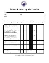 2007-2008 Falmouth Academy Merchandise
