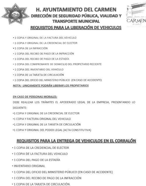 Lista de Servicios - H. Ayuntamiento de Carmen