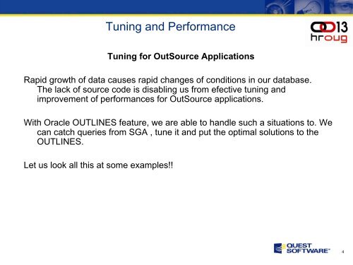 Oracle10g New Features Tuning and Performance ... - HrOUG