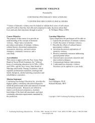DOMESTIC VIOLENCE - Continuing Psychology Education