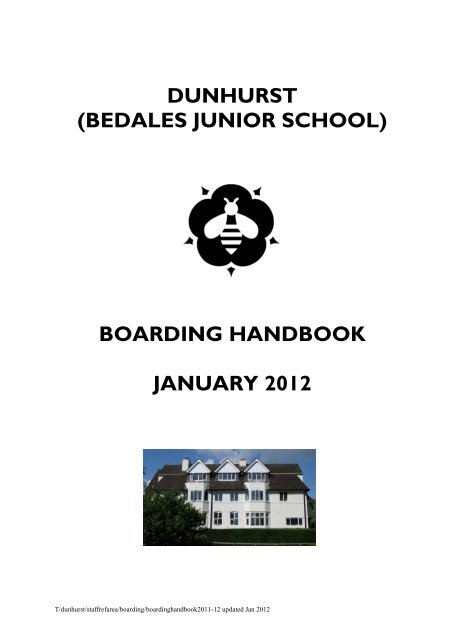 boarding handbook january 2012 - Bedales Schools