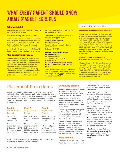 SLPS Magnet School Guide 2014-15 - St. Louis Public Schools