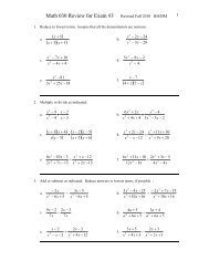 Math 030 Review for Exam #3 Revised Fall 2010 RH/DM