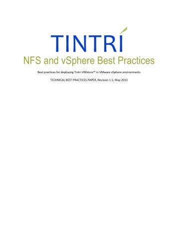 NFS and vSphere Best Practices - Tintri
