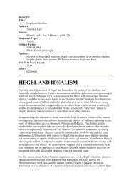 HEGEL AND IDEALISM