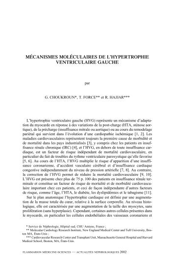 mécanismes moléculaires de l'hypertrophie ventriculaire gauche