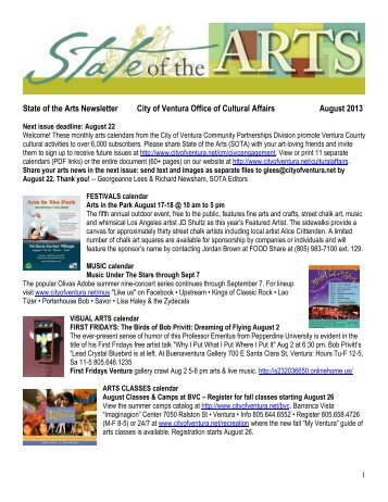 State of the Arts Newsletter City of Ventura Office of Cultural Affairs ...