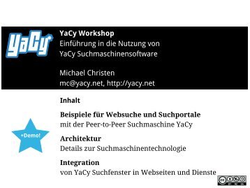 YaCy Workshop EinfÃ¼hrung in die Nutzung von YaCy ...