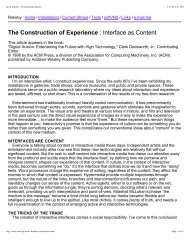 : Interface as Content The Construction of Experience - ec(h)o