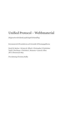 Unified Protocol â Webbmaterial - Natur och Kultur