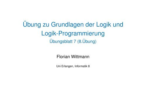 Ãbung zu Grundlagen der Logik und Logik-Programmierung