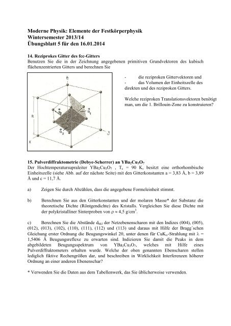 Moderne Physik: Elemente der FestkÃ¶rperphysik Wintersemester ...