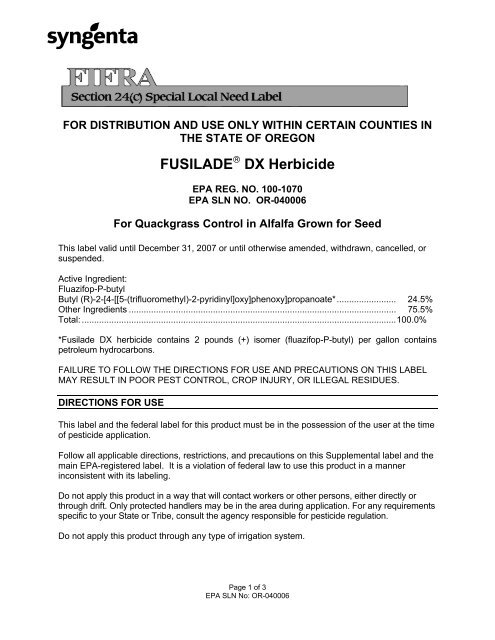 FUSILADE DX Herbicide