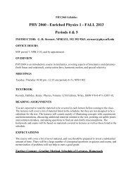 PHY2060 Enrich Physics Stewart - University of Florida Honors ...