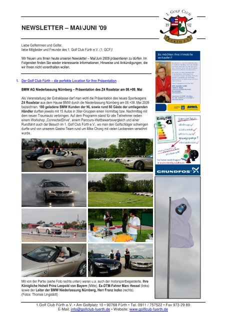 NEWSLETTER – MAI/JUNI ′09 - Golfclub Fürth