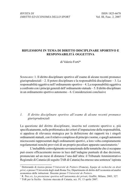 Rivista di Diritto ed Economia dello Sport - Rdes.it