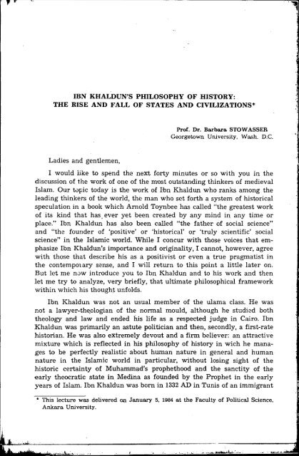 Ä±BN KHALDUN'S PHILOSOPHY OF HISTORY: THE RISE AND FALL ...