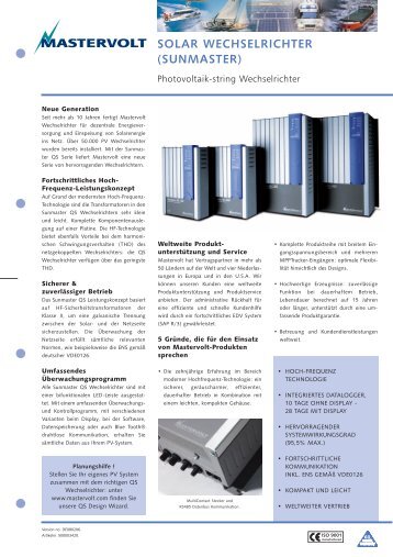 SOLAR WECHSELRICHTER (SUNMASTER) - Better Energy AG