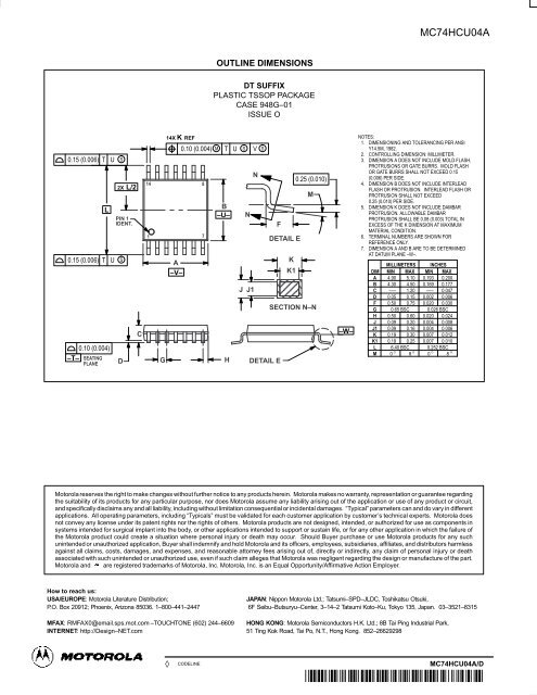 Hex Unbuffered Inverter MC74HCU04A - Datasheets